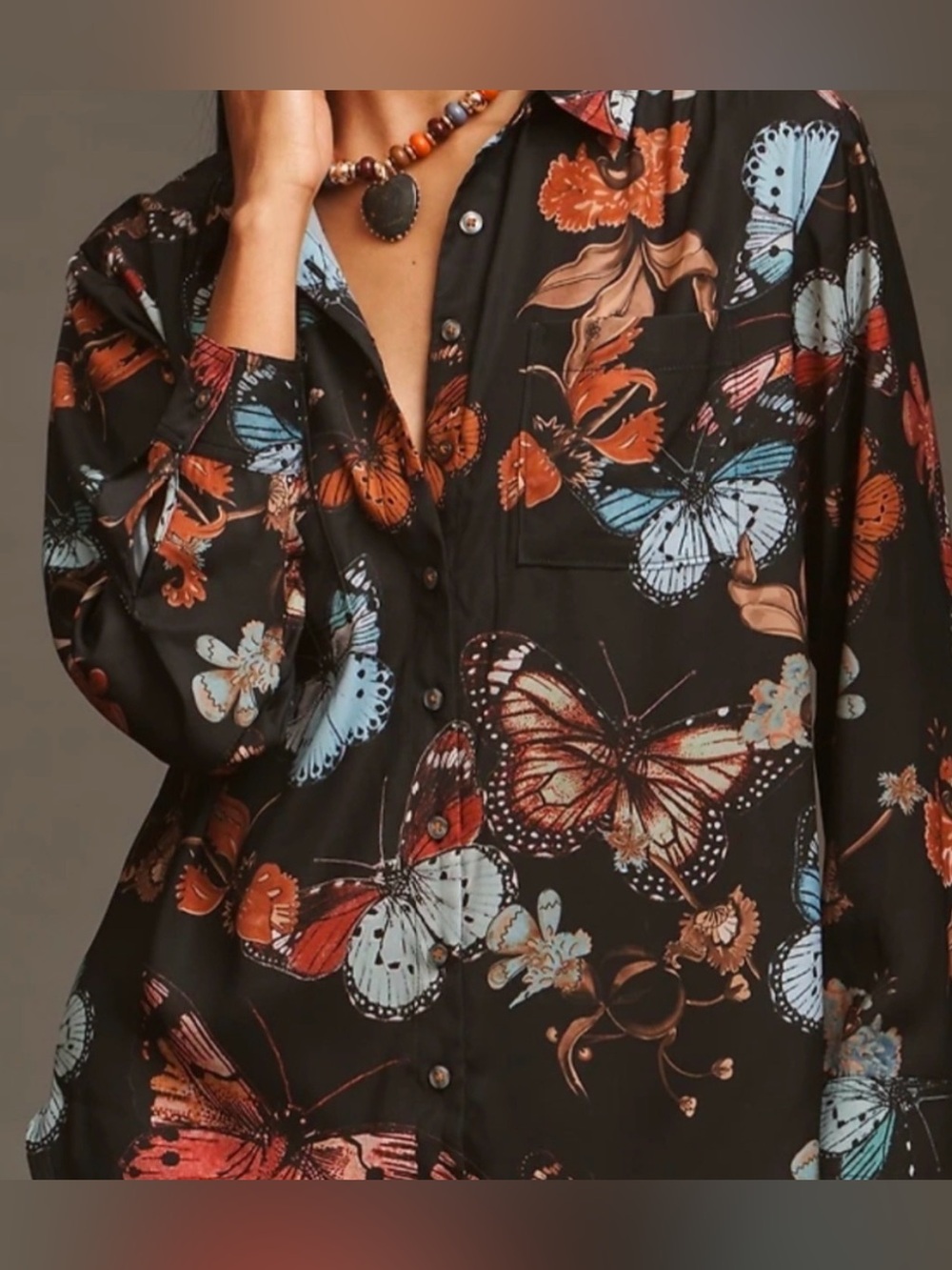 Women’s Anthropologie Brielle Relaxed blouse butterfly button up blouse XL